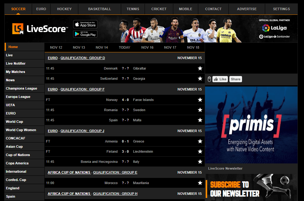 Top 5 Best Websites for Live Soccer Score | sportDA