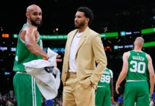 Jayson Tatum is officially questionable for the Celtics vs. Mavericks. See how his return from an Achilles injury impacts Boston's championship odds